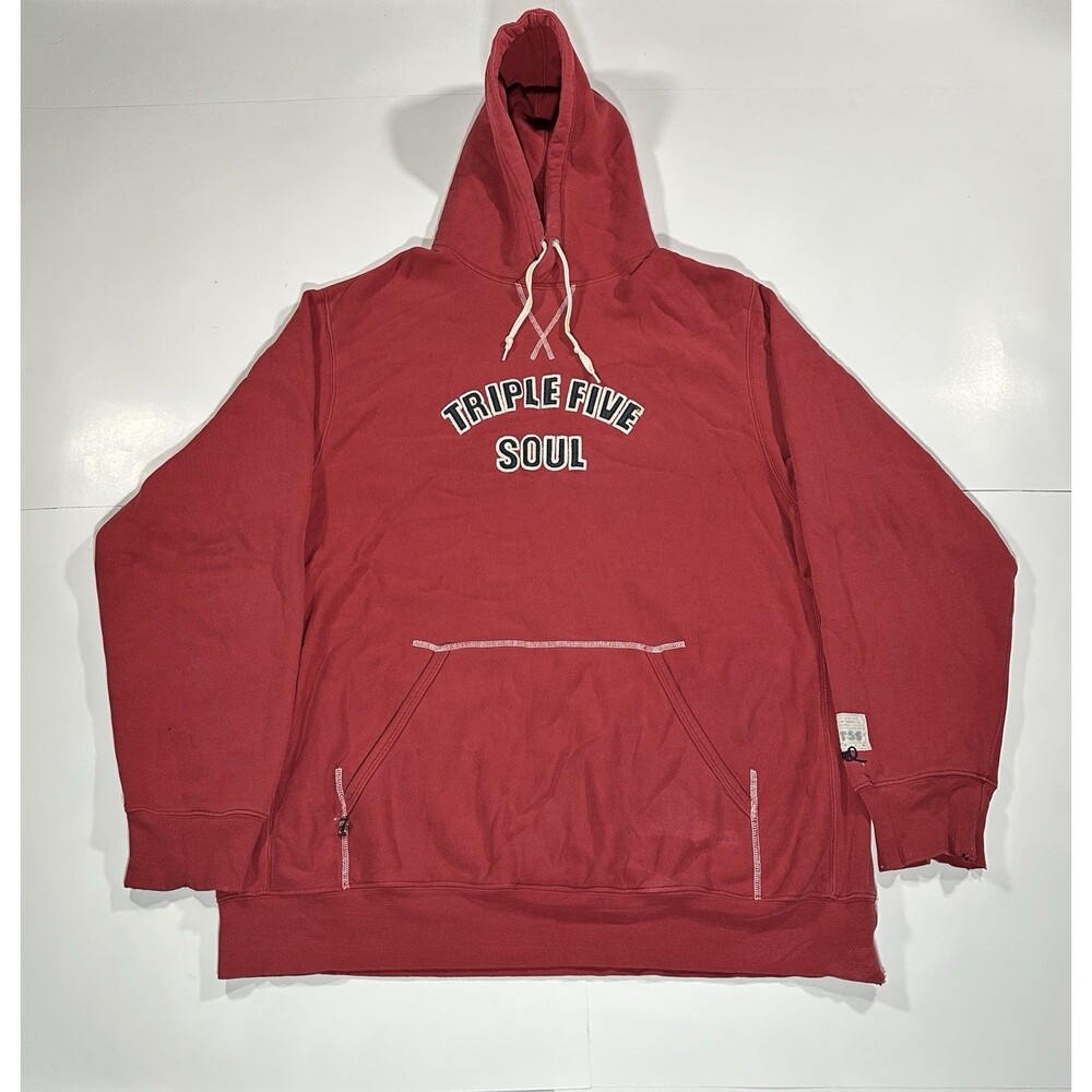 Vintage 90s Triple Five Soul 555 Hoodie Sweatshirt Men XL Red Pullover Y2K Rare